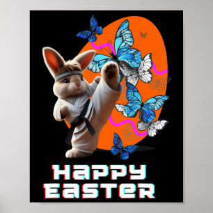 Poster Lapin de karaté de Pâques 