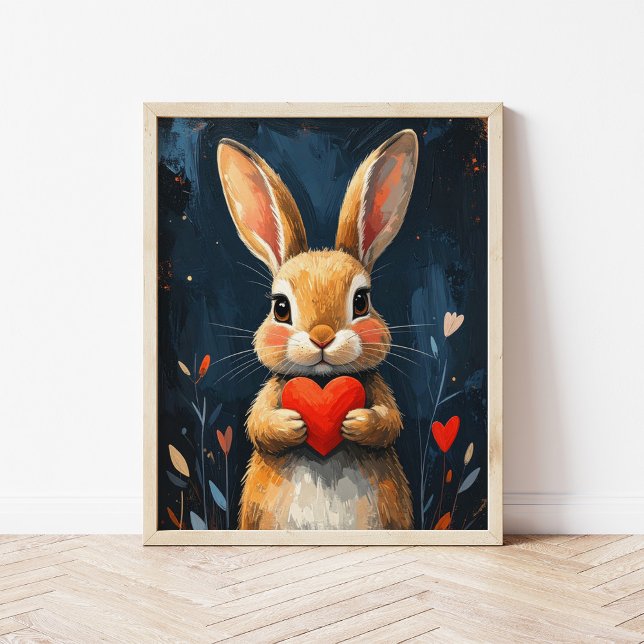 Poster Lapin de la Saint-Valentin mignon art moderne (Créateur téléchargé)