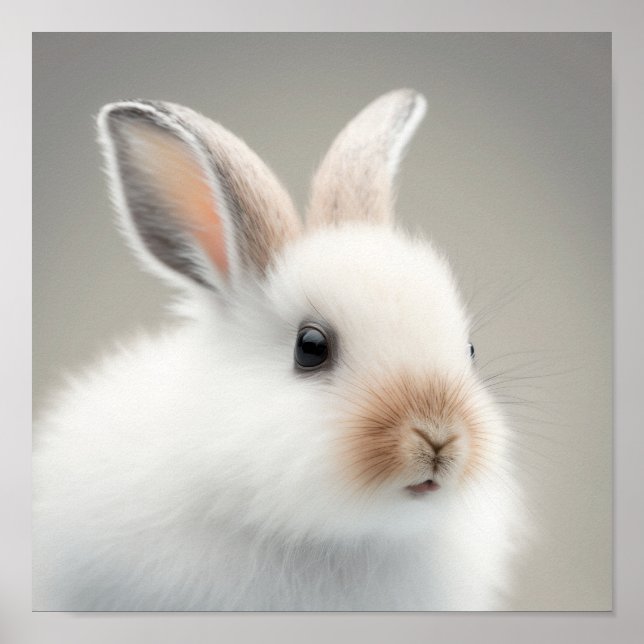 Poster Lapin de neige bébé mignon portrait (Lapin) | 1:1 (Devant)