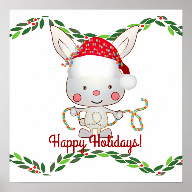 Poster Lapin de Noël (Devant)