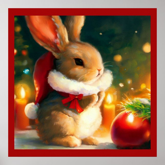 Poster Lapin de Noël 1 (Devant)