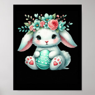 Poster Lapin De Pâques Avec Fleurs Filles De La Couronne 