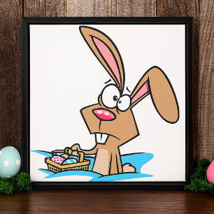 Poster Lapin De Pâques Avec Panier