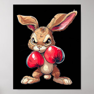 Poster Lapin de Pâques Boxeur de Boxe de Kickboxing Marti