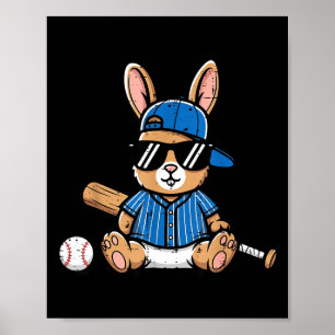 Poster lapin de Pâques casquette de baseball batte de bal
