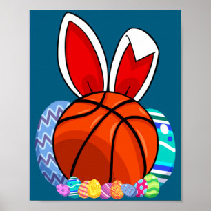 Poster Lapin de Pâques de basketball mignon