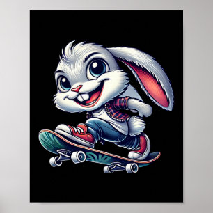 Poster Lapin de Pâques en planche à roulettes Skateur