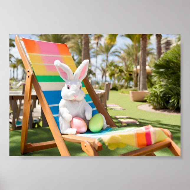 Poster Lapin de Pâques en vacances (Devant)