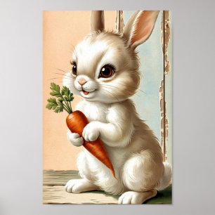 Poster Lapin de Pâques et art de carotte neutres