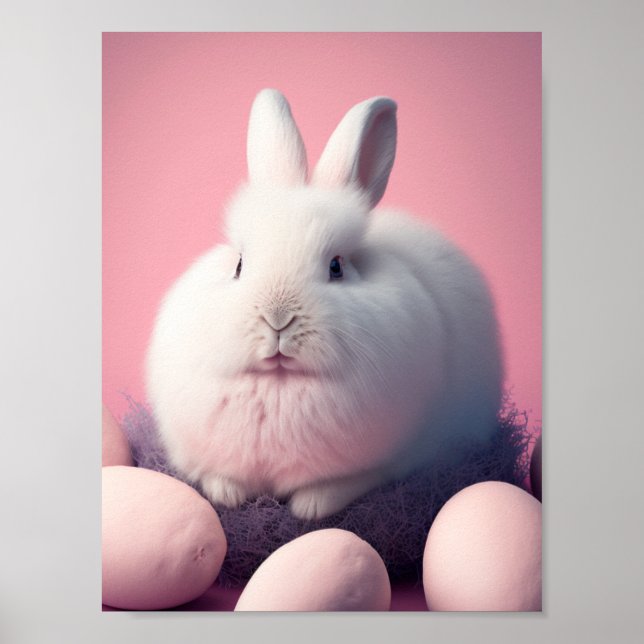 Poster Lapin de Pâques et oeufs (Devant)