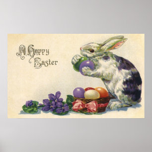 Poster Lapin de Pâques et Oeufs de Pâques vintages de l'É
