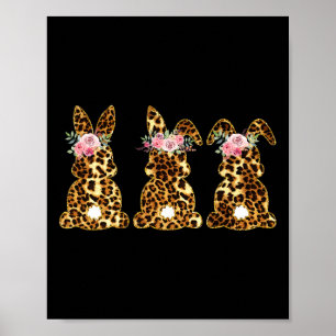 Poster Lapin de Pâques Floral Léopard Mignon pour Femmes