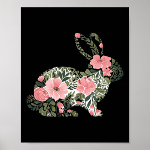 Poster Lapin de Pâques Floral Printemps Lapin Mignon Femm