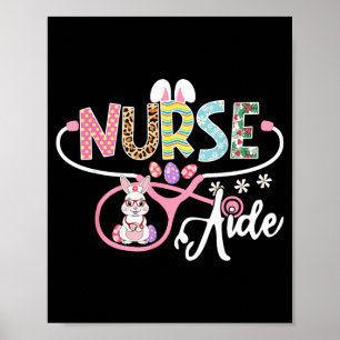 Poster Lapin de Pâques Infirmière Auxiliaire Stéthoscope