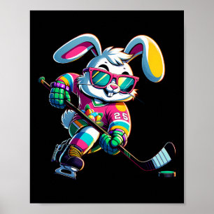 Poster Lapin de Pâques joyeux Hockey Lapin Hommes Femmes 