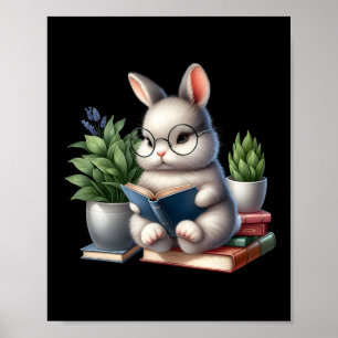 Poster Lapin de Pâques Lecture Cute Bunny Livre Amateurs