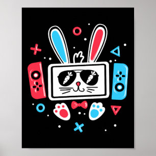 Poster Lapin de Pâques Manette de jeu vidéo Joueur Bo