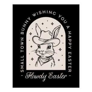 Poster Lapin de Pâques thème western humouristique saluta