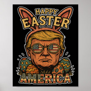 Poster Lapin de Pâques Trump Joyeuses Pâques Chasse aux œ