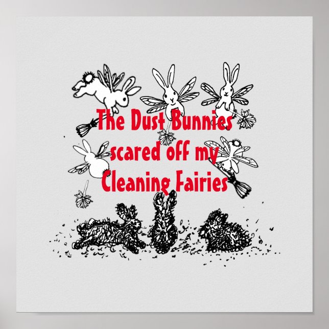 Poster Lapin De Poussière Nettoyant Fée Lapin Humoristiqu (Devant)