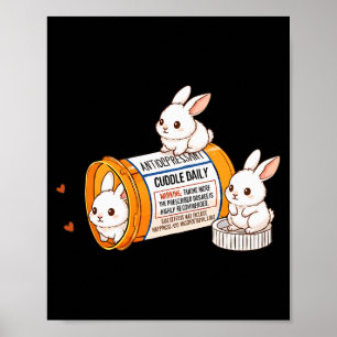 Poster Lapin Drôle Bunny Anti Dépressif Zoo Garçons Fille