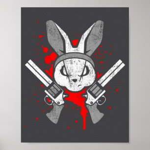 Poster Lapin drôle d'horreur maléfique disant Cadeau de P