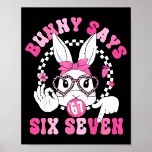 Poster Lapin drôle dit six sept jour de Pâques 67 mème fi