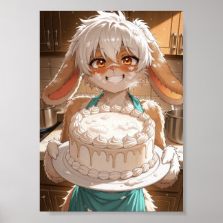 Poster Lapin gâteau 1