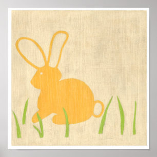 Poster Lapin jaune et herbe verte par Chariklia Zarris