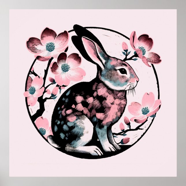 Poster Lapin lapin de Pâques Dogwood (Devant)