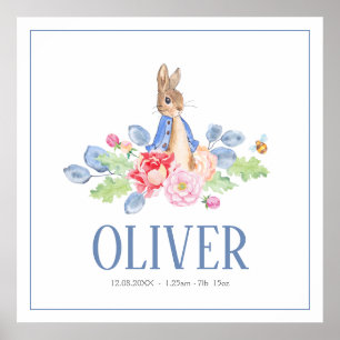 Poster Lapin Lapin Doux   Nom personnalisé Naissance du n