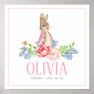 Poster Lapin Lapin Doux   Nouveau bébé personnalisé Impri