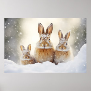 Poster Lapin Lapin Famille Animal errant