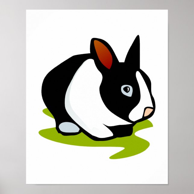 Poster lapin lapin noir et blanc (Devant)