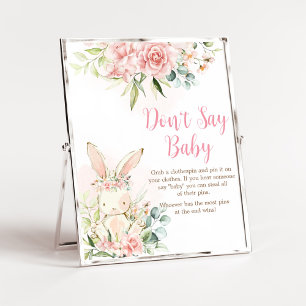 Poster Lapin Lapin Rose Floral Lapin Baby Ne pas dire béb