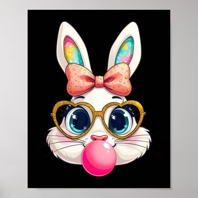 Poster Lapin Lapin Soufflant Bubble Gomme Pâques Jour Mig (Devant)