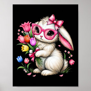 Poster Lapin Lapin Tulipe de Pâques Fleurs de printemps F
