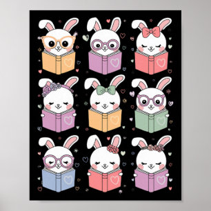Poster Lapin Mignon Lisant Un Livre Pâques Lapin Professe