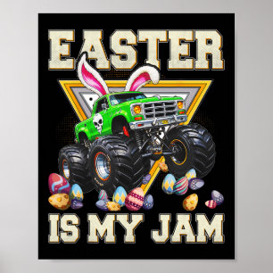 Poster Lapin Monster Truck Pâques Est Mon Jour De Fête Ga