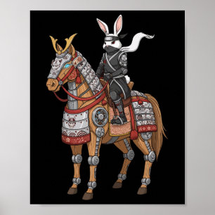 Poster Lapin Ninja Samouraï Cyber Cheval Ar Japonais