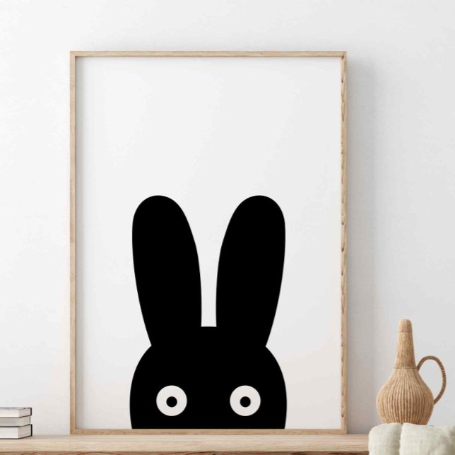 Poster Lapin Noir, Animaux de la Forêt, Scandinave (Créateur téléchargé)