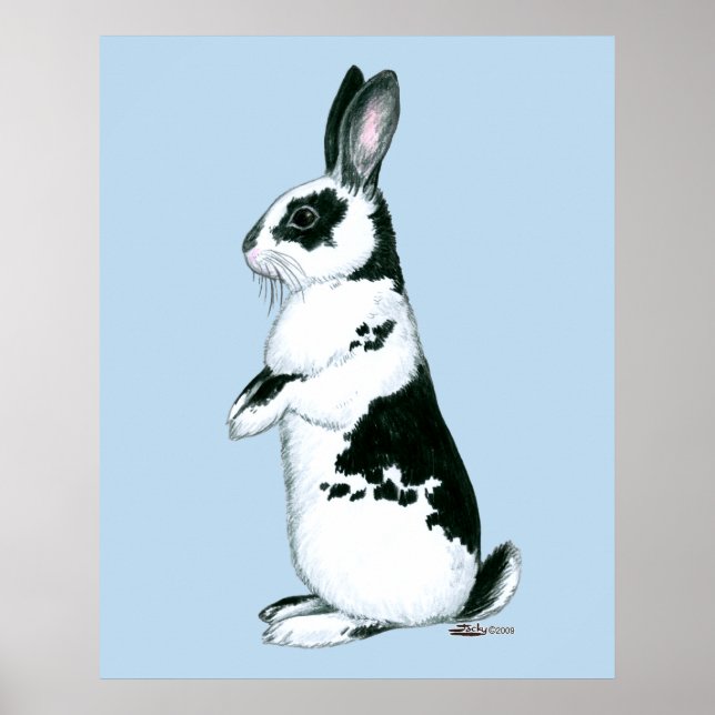 Poster Lapin : Noir et Blanc (Devant)
