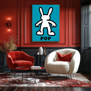 Poster Lapin Pop Art – Contour sarcelle gras 
