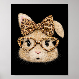 Poster Lapin rétro de Pâques heureux Coquette Léopard Lap