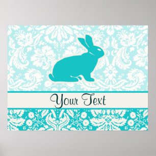 Poster Lapin turquoise