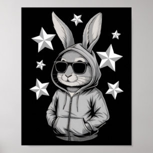 Poster Lapin Visage Avec Lunettes De Soleil Lapin