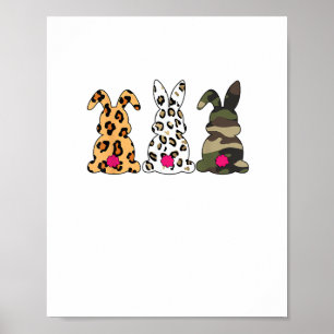 Poster Lapins Bunnies Camouflage léopard Joyeux Pâques