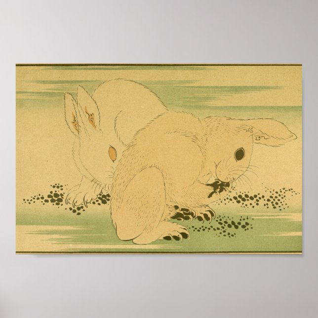 Poster Lapins d'art mural japonais vintage (Devant)