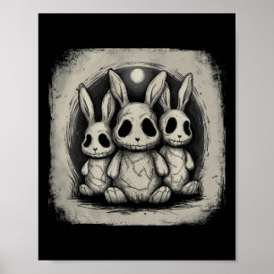 Poster Lapins de Pâques effrayants Horreur Gothique Grung