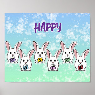Poster Lapins de Pâques en forme d'oeuf